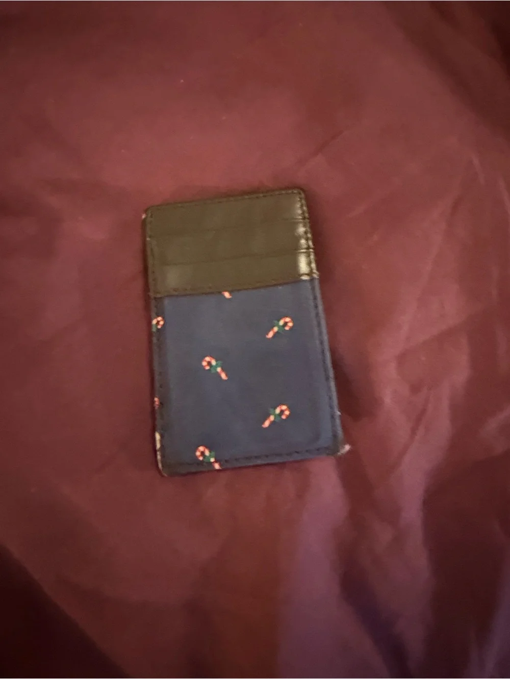 J.Crew Navy Candy Cane Magic Wallet Card Holder Holiday